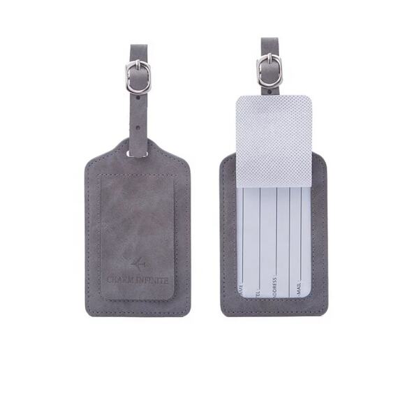 NEW orange travel airline suitcase name tags strap faux leather luggage tag B191 - Picture 2 of 2